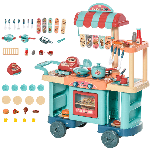 HOMCOM-Cucina-Giocattolo-Per-Bambini-3-6-Anni-con-50-Accessori-Inclusi