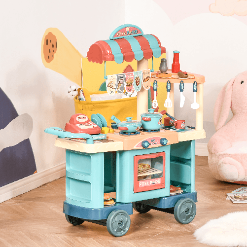 HOMCOM-Cucina-Giocattolo-Per-Bambini-3-6-Anni-con-50-Accessori-Inclusi