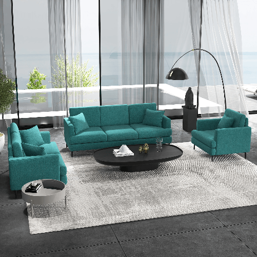 HOMCOM-Divano-2-Posti-Moderno-con-Rivestimento-in-Tessuto-e-Imbottitura-Spessa-160-x-87-x-87cm-Verde