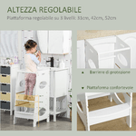 HOMCOM-Torre-Montessoriana-per-Bambini-Learning-Tower-con-Altezza-Regolabile-in-MDF-40x50x90cm-Bianco