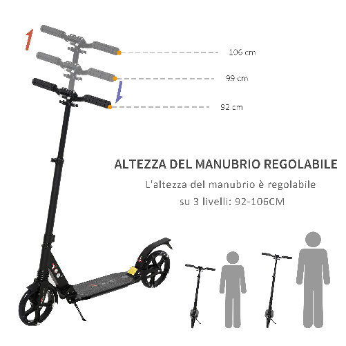 HOMCOM-Monopattino-Pieghevole-per-Bambini-fino-a-14-Anni-con-Ruote-Luminose-e-Manubrio-Regolabile-su-3-Livelli-Nero