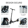 HOMCOM-Monopattino-Pieghevole-per-Bambini-fino-a-14-Anni-con-Ruote-Luminose-e-Manubrio-Regolabile-su-3-Livelli-Nero