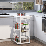 HOMCOM-Carrello-Isola-da-Cucina-Salvaspazio-in-Legno-di-Pino-Carrello-Portavivande-con-4-Ruote-Cassetto-3-Cesti-Estraibili-Portafrutta-Bianco