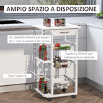 HOMCOM-Carrello-Isola-da-Cucina-Salvaspazio-in-Legno-di-Pino-Carrello-Portavivande-con-4-Ruote-Cassetto-3-Cesti-Estraibili-Portafrutta-Bianco