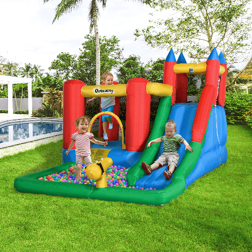 Outsunny-Gioco-Gonfiabile-per-Bambini-3-8-Anni-con-Scivolo-Trampolino-Piscina-max-4-Bambini-330x245x215cm