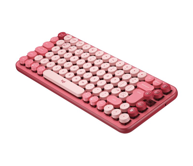 Logitech-Pop-Keys-tastiera-RF-senza-fili--Bluetooth-QWERTY-Inglese-UK-Borgogna-Rosa-Rosa--POP-Keys-Wireless-Mechanical-K