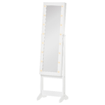 HOMCOM-Armadietto-Portagioie-con-Specchio-Regolabile-e-Luci-LED-Specchiera-Portagioie
in-Legno-Bianco-Caldo-36x30x136-cm