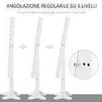 HOMCOM-Armadietto-Portagioie-con-Specchio-Regolabile-e-Luci-LED-Specchiera-Portagioie
in-Legno-Bianco-Caldo-36x30x136-cm