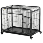 PawHut-Kennel-per-Cani-Pieghevole-Porta-con-Blocco-4-Ruote-Fondo-Rimovibile