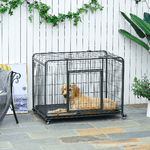 PawHut-Kennel-per-Cani-Pieghevole-Porta-con-Blocco-4-Ruote-Fondo-Rimovibile