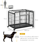 PawHut-Kennel-per-Cani-Pieghevole-Porta-con-Blocco-4-Ruote-Fondo-Rimovibile