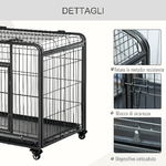 PawHut-Kennel-per-Cani-Pieghevole-Porta-con-Blocco-4-Ruote-Fondo-Rimovibile