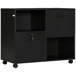 Vinsetto-Mobile-da-Ufficio-con-2-Cassetti-Porta-Documenti-e-Ripiani-Ruote-con-Blocco-80x40x66cm-Nero