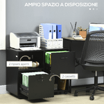 Vinsetto-Mobile-da-Ufficio-con-2-Cassetti-Porta-Documenti-e-Ripiani-Ruote-con-Blocco-80x40x66cm-Nero