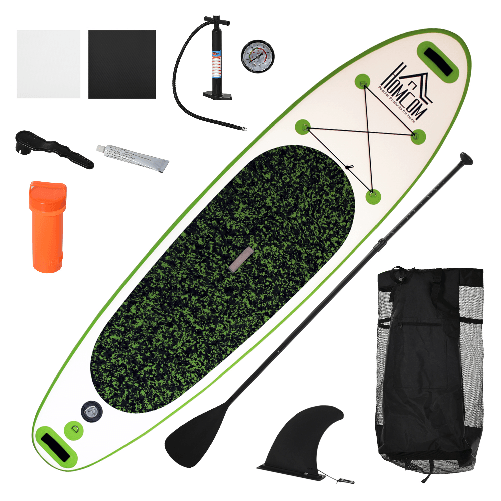 HOMCOM-Tavola-Gonfiabile-SUP-Stand-Up-Paddle-con-Pagaia-Regolabile-Tavola-da-Surf-con-Accessori-Verde-302x76x15cm