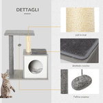 PawHut-Albero-Tiragraffi-Multilivello-per-Gatti-e-Gattini-con-Cuccia-e-Colonna-in-Corda-Sisal-Grigio-59-x-39-x-62cm