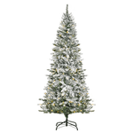 HOMCOM Albero di Natale Artificiale Innevato con 250 Luci LED Colorate, 829 Rami e Base Pieghevole, Φ112x210cm - Verde