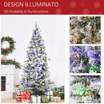 HOMCOM-Albero-di-Natale-Artificiale-Innevato-con-250-Luci-LED-Colorate-829-Rami-e-Base-Pieghevole-Φ112x210cm---Verde