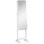 HOMCOM Armadio Portagioie e Trucchi con Specchio e Illuminazione LED Automatica, Bianco, 30x146x36cm