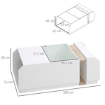 HOMCOM-Tavolino-da-Salotto-Moderno-con-Ripiani-e-Scomparti-Nascosti-in-Legno-e-Vetro-100x55x36cm