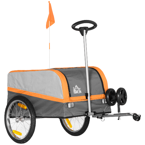 HOMCOM-Rimorchio-Bici-in-Acciaio-con-Ruote-e-Sacca-per-Bagagli-in-Tessuto-Oxford-130x64x60-97-cm