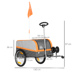 HOMCOM-Rimorchio-Bici-in-Acciaio-con-Ruote-e-Sacca-per-Bagagli-in-Tessuto-Oxford-130x64x60-97-cm