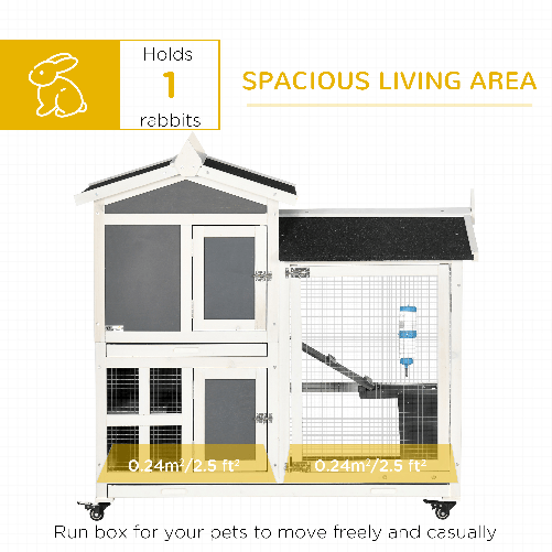 PawHut-Conigliera-da-Esterno-per-2-Conigli-in-Legno-con-Vassoio-Estraibile-e-Area-di-Corsa-110x60x104-cm