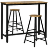 HOMCOM-Set-3-Pezzi-con-2-Sgabelli-da-bar-e-Tavolo-da-Bar-Alto-in-MDF-e-Acciaio-per-Cucina-Sala-da-Pranzo-e-Soggiorno