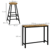 HOMCOM-Set-3-Pezzi-con-2-Sgabelli-da-bar-e-Tavolo-da-Bar-Alto-in-MDF-e-Acciaio-per-Cucina-Sala-da-Pranzo-e-Soggiorno