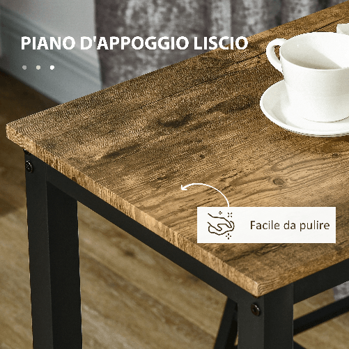 HOMCOM-Set-3-Pezzi-con-2-Sgabelli-da-bar-e-Tavolo-da-Bar-Alto-in-MDF-e-Acciaio-per-Cucina-Sala-da-Pranzo-e-Soggiorno