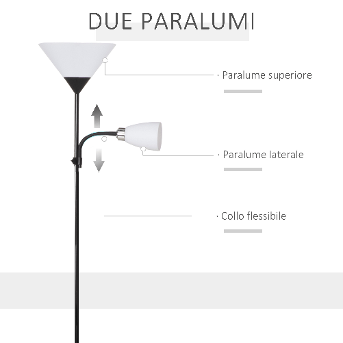HOMCOM-Lampada-da-Terra-Moderna-con-Luce-da-Lettura-Regolabile-in-Metallo-42x24x178cm---Nero