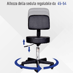 HOMCOM-Sgabello-con-Schienale-da-Salone-Sedia-Girevole-in-Ecopelle-Altezza-Regolabile-Nero