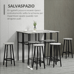 HOMCOM-Set-da-Bar-6-Pezzi-con-4-Sgabelli-da-Bar-e-2-Tavoli-Alti-in-Legno-Truciolato-e-Acciaio-per-Cucina-e-Soggiorno-Grigio