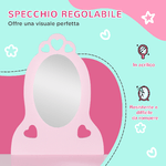 HOMCOM-Tavolo-Trucco-per-Bambini-con-Sgabello-in-Legno-Toeletta-con-Specchio-e-Cassetto-60x36x88cm-Rosa