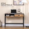 HOMCOM-Scrivania-per-Camera-e-Ufficio-con-Cassetto-Stile-Industriale-110x50x76cm-Noce-e-Nero