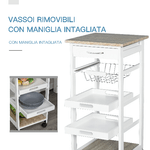 HOMCOM-Carrello-da-Cucina-Salvaspazio-in-Legno-Bianco-con-4-Ruote-37x37x82cm