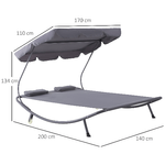 Outsunny-Lettino-Matrimoniale-2-Posti-Parasole-Regolabile-da-Esterno-e-Giardino-200x170-x134cm-Grigio