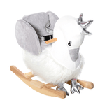 HOMCOM Dondolo Giocattolo a Forma di Cigno Bianco e Grigio per Bambini 18-36 Mesi (Max 40kg), Legno di Pioppo e Peluche