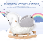 HOMCOM-Dondolo-Giocattolo-a-Forma-di-Cigno-Bianco-e-Grigio-per-Bambini-18-36-Mesi--Max-40kg--Legno-di-Pioppo-e-Peluche