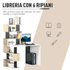 HOMCOM-Scrivania-con-Libreria-per-Camera-Scrivania-Ufficio-Scrivania-Porta-PC-in-Legno-Multicolore-120x60x148cm