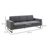 HOMCOM-Divano-a-3-Posti-Relax-Salotto-con-Cuscini-200-×-82-×-78cm-Tessuto-di-Lino-Grigio