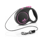 Flexi Guinzaglio avvolgibile a corda Black design XS 3 m - 8 Kg XS - Lunghezza 3 m-8 Kg Rosa