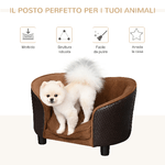 PawHut-Divanetto-da-Interni-per-Cani-con-Cuscino-Sfoderabile-Marrone-70x48x40cm