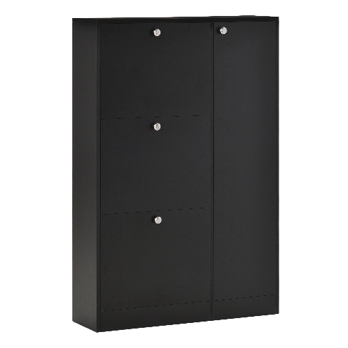 HOMCOM-Scarpiera-Salvaspazio-Regolabile-Mobile-Portascarpe-con-8-Scomparti-Legno-80-x-24-x-120cm-Nero