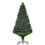 HomCom Albero di Natale Artificiale Foltissimo in Fibra Ottica Altezza 150cm con Supporto