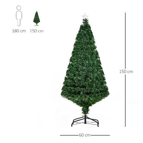 HomCom-Albero-di-Natale-Artificiale-Foltissimo-in-Fibra-Ottica-Altezza-150cm-con-Supporto