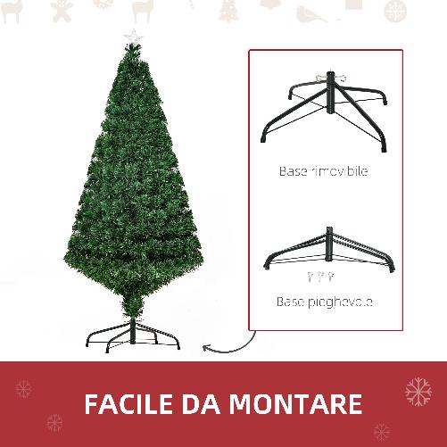 HomCom-Albero-di-Natale-Artificiale-Foltissimo-in-Fibra-Ottica-Altezza-150cm-con-Supporto