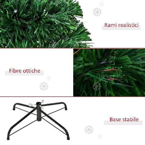 HomCom-Albero-di-Natale-Artificiale-Foltissimo-in-Fibra-Ottica-Altezza-150cm-con-Supporto