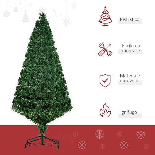 HomCom-Albero-di-Natale-Artificiale-Foltissimo-in-Fibra-Ottica-Altezza-150cm-con-Supporto