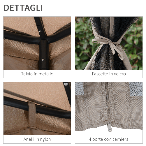 Outsunny-Gazebo-da-Giardino-3x3m-con-Zanzariera-Struttura-in-Metallo-e-Copertura-in-Poliestere-Talpa
